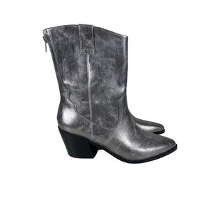 Dolce Vita Imana Mid Calf Silver Cowboy Western Boots Women's Size‎ 7.5